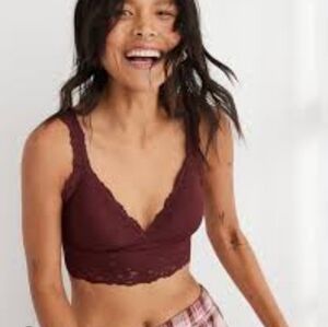 AERIE Whimsigoth Witchy Lace Bralette in Burgundy M Stretchy